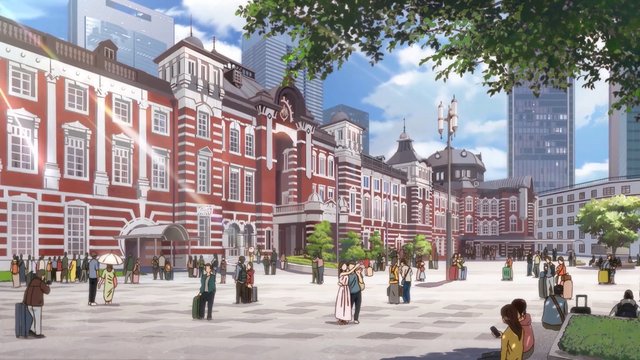 Tokyo Station's red brick building and protagonist's confrontation